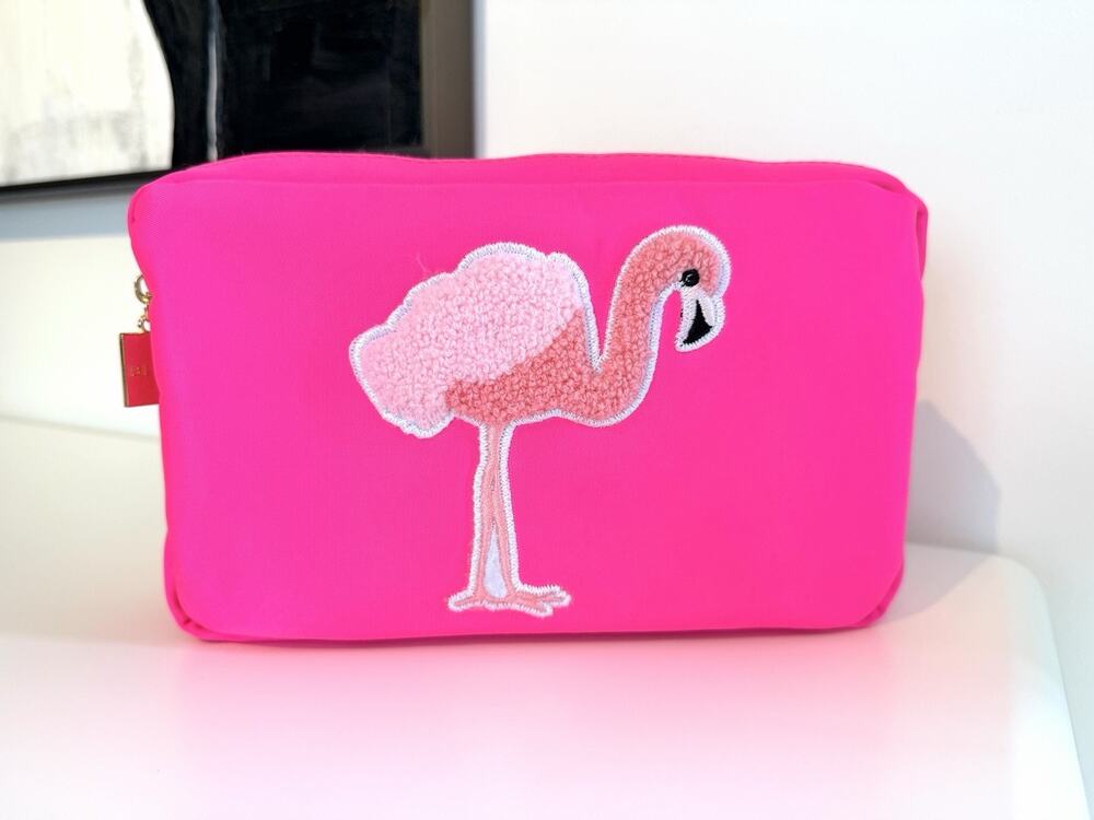 Bloc Bags Hot Pink Chenille Flamingo Travel Storage Bag - Medium, NWOT